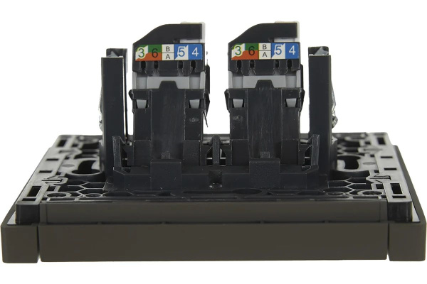 Фортепиано серый механизм RJ45 2x8(8) скрытая 2-ая 