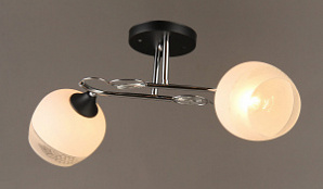Светильник потолочный (люстра) 2*60Вт E27 черный/хром/белый 