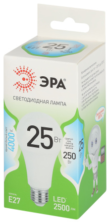 купить Лампа светодиодная 220В Е27 25Вт 4000К 2500лм стандарт A60 матовая ЭРА Green Line в Кирове Лампа светодиодная 220В Е27 25Вт 4000К 2500лм стандарт A60 матовая ЭРА Green Line