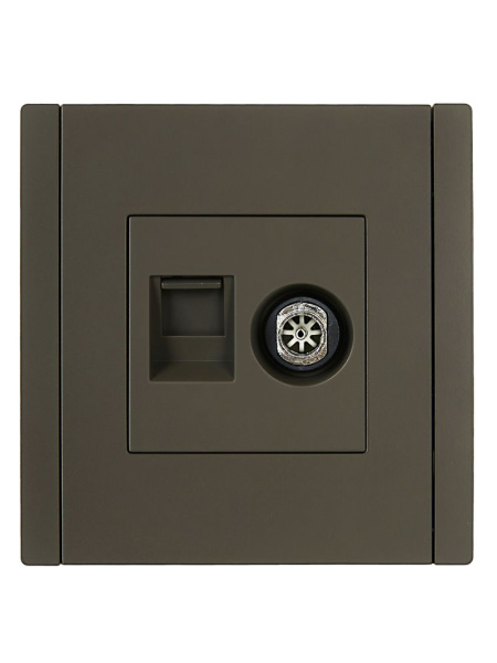 Фортепиано серый механизм RJ45+TV скрытая 2-ая 