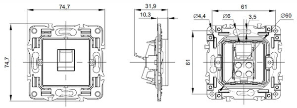 Сканди черный розетка RJ45 скрытая 1-ая кат.5E
