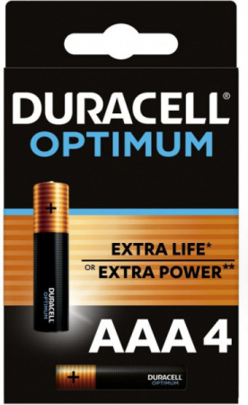 Батарейка AAA(мизинчик) алкалиновая BL4 Duracell Optimum