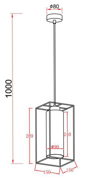 Светильник подвес 1*40Вт E27 черный/дымчатый цилиндр Лофт