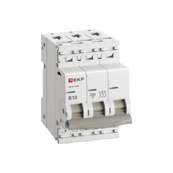 купить Автомат 3Р 10А B 4,5кА ВА47-63N EKF PROxima в Кирове Автомат 3Р 10А B 4,5кА ВА47-63N EKF PROxima