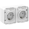 AtlasDesign Profi54 белый розетка открытая 2-мест шторки IP54 