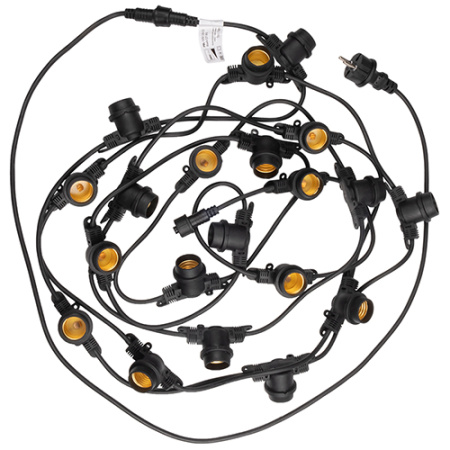 Гирлянда Белт-лайт 24м, E27, шаг 60см, 40 патронов, черный каучук, IP65
