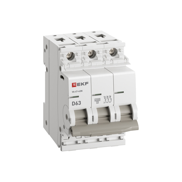 купить Автомат 3Р 63А D 4,5кА ВА47-63N EKF PROxima  в Кирове Автомат 3Р 63А D 4,5кА ВА47-63N EKF PROxima