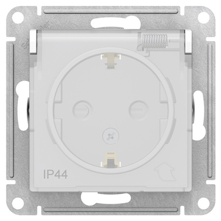 AtlasDesign Aqua белый розетка скрытая 1-мест заземление с крышкой шторки IP44 