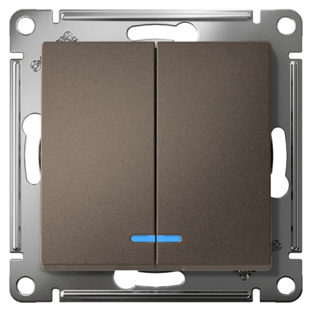 AtlasDesign мокко выключатель 2кл с подсветкой скрытая 10А IP20 