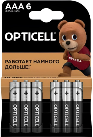 Батарейка AAA(мизинчик) алкалиновая BL6 Opticell Basic 