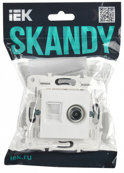 Сканди арктический белый розетка RJ45+TV оконечная скрытая 2-ая кат.5E