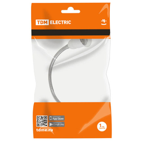 Переходник 10А белый вилка-патрон Е27 TDM 300мм