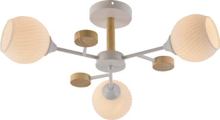 купить Светильник потолочный (люстра) 3*60Вт E27 белый/дерево  в Кирове Светильник потолочный (люстра) 3*60Вт E27 белый/дерево