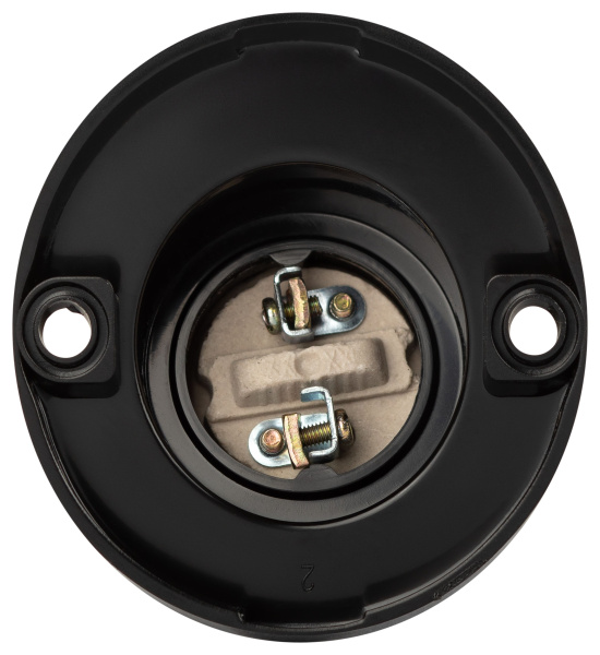 купить Патрон накладной E27 карболит черный ЭРА наклонный в Кирове Патрон накладной E27 карболит черный ЭРА наклонный