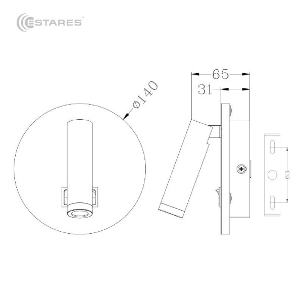 купить Светильник настенный (спот) свд 10Вт 4000К 900лм белый поворотный Estares в Кирове Светильник настенный (спот) свд 10Вт 4000К 900лм белый поворотный Estares
