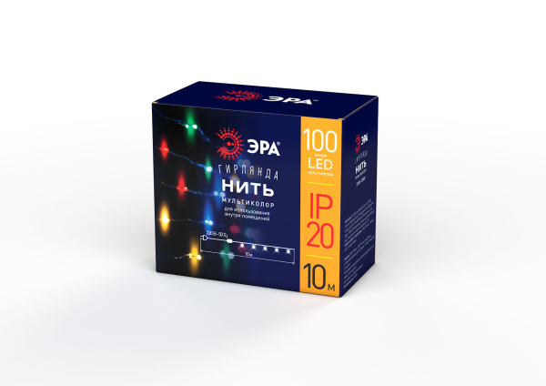 купить Гирлянда нить 10м мультицвет 100свд с контроллером IP20 серебро провод статич.свечение в Кирове Гирлянда нить 10м мультицвет 100свд с контроллером IP20 серебро провод статич.свечение