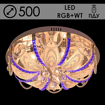 Светильник потолочный (люстра) 5*40Вт E14 хром пульт подсветка LED-RGB+WT