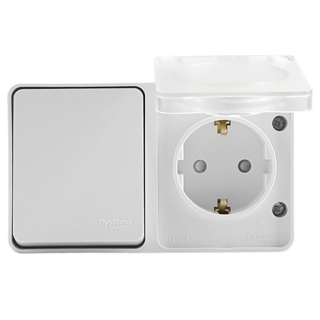 AtlasDesign Profi54 белый блок Р+В1кл открытая горизонтально IP54 