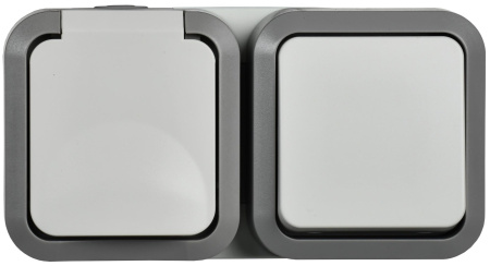 TORS Блок розетка + выключ. гор. 16А IP55 TS242 сер-бел IEK