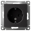 AtlasDesign карбон розетка скрытая 1-мест заземление шторки IP20 