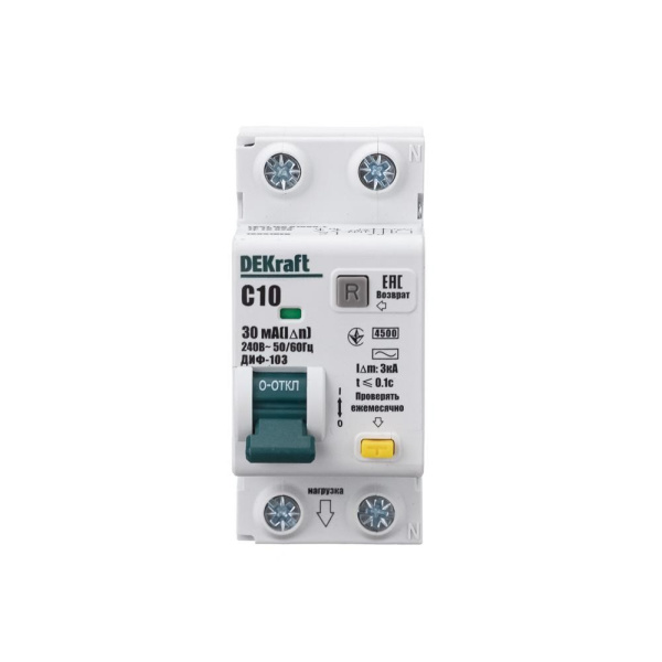 Дифавтомат 2Р 10А C 30мА 4,5кА ДИФ-103 2мод Schneider Electric DEKraft
