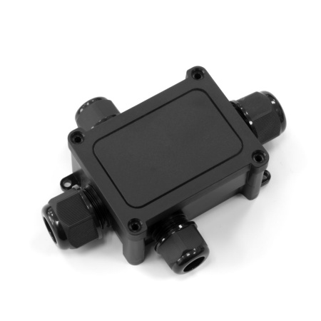 Коробка 135*96*42 прямоугольник черный IP68 4 вводная
