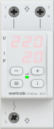 Реле напряжения и тока 1ф 40А 2мод VI-40  Welrok