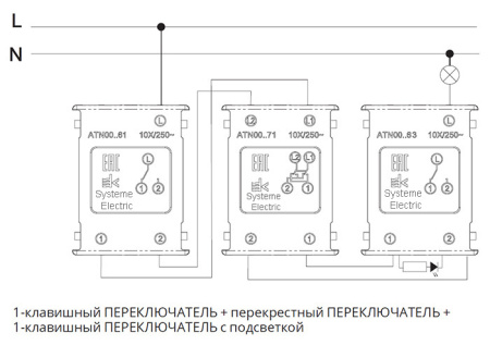 AtlasDesign переключатель скрытая бежевый 1кл 10А IP20 перекрестный