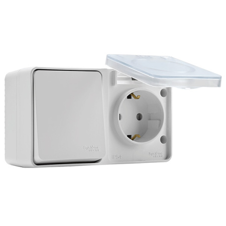 AtlasDesign Profi54 белый блок Р+В1кл открытая горизонтально IP54 