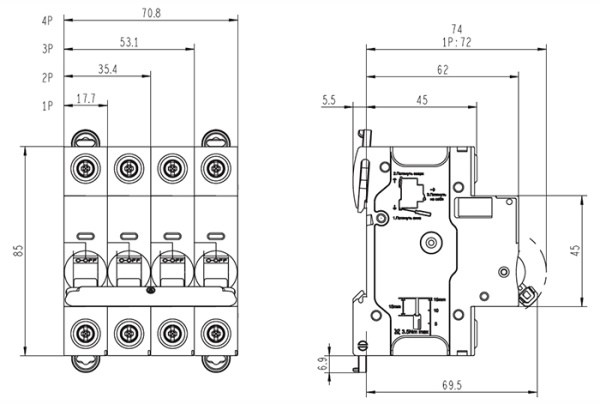 Автомат 2Р 63А C 6кА S9FN Systeme Electric Systeme9 