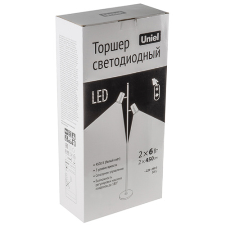 Торшер свд 12Вт 4500К 900лм черный ULM-T600 2х6W диммер