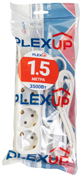 Удлинитель 3-мест 1,5м ПВС 3*1 белый PlexUp  