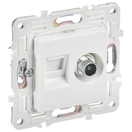 Сканди арктический белый розетка RJ45+TV оконечная скрытая 2-ая кат.5E 