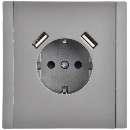 купить Фортепиано сталь розетка скрытая 1-мест заземление шторки USB IP20 3,1А в Кирове Фортепиано сталь розетка скрытая 1-мест заземление шторки USB IP20 3,1А