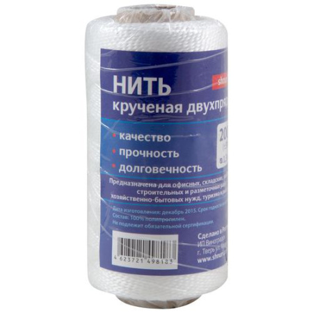 Нить крученая 100м белая Tech-Krep