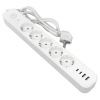 Удлинитель 5-мест 1,5м ПВС 3*1,5 белый выкл EKF  2USB 2,4А+2USBtype-С