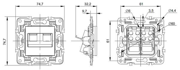 SKANDY Роз. комп. 2-ая RJ45 кат.5E SK-K03W арк. бел. IEK