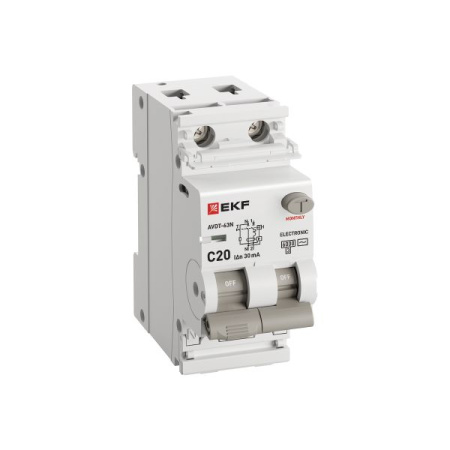 купить Дифавтомат 2Р 20А C тип AC 30мА 6кА 2мод АВДТ-63N EKF PROxima в Кирове Дифавтомат 2Р 20А C тип AC 30мА 6кА 2мод АВДТ-63N EKF PROxima