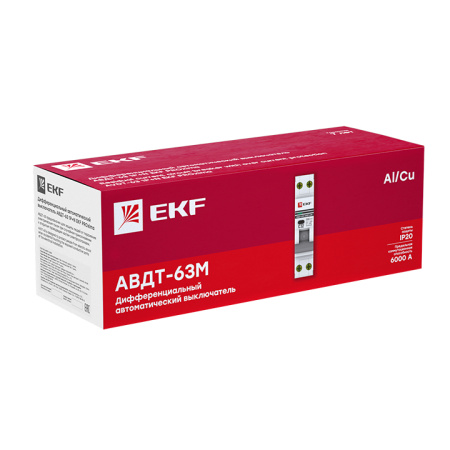 Дифавтомат 2Р 16А C тип AC 30мА 6кА 1мод АВДТ-63М EKF