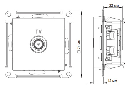 AtlasDesign сталь розетка TV оконечная скрытая 1-ая