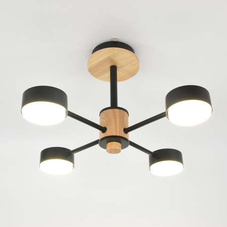 Светильник потолочный (люстра) 4*15Вт GX53 черный/дерево