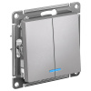 AtlasDesign алюминий выключатель 2кл с подсветкой скрытая 10А IP20 