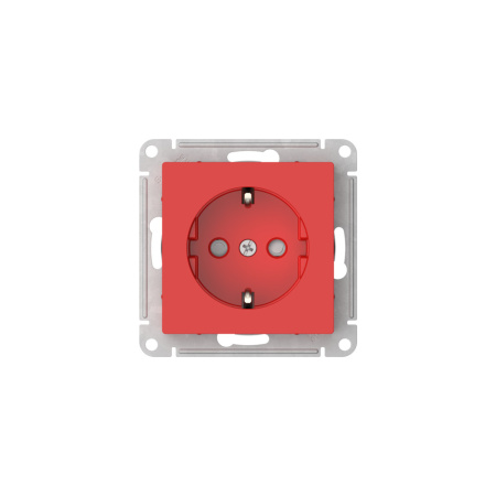 Атлас красный розетка скрытая 1-мест заземление шторки быстрозажим. клем. IP20 