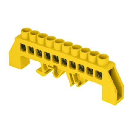 Шина нулевая 8*12 10групп комбинированный DIN-изолятор типа "Стойка" желтый на DIN-рейку/монтажную п