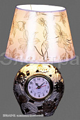 Светильник настольный 1*60Вт E14 золото/хром керамика с часами