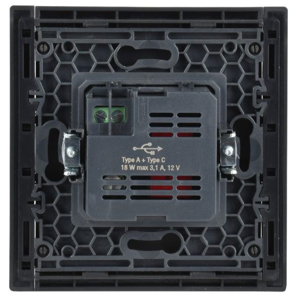 Фортепиано серый механизм USB A+C скрытая 2-ая 18Вт