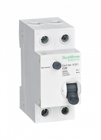Дифавтомат 2Р 20А C тип AC 30мА 4,5кА City9 2мод Systeme Electric