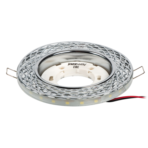 Светильник точечный GX53 круг хром/прозрачный встраиваемый подсветка Jazzway декор