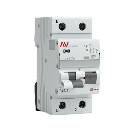 Дифавтомат 2Р 40А C тип AC 30мА 6кА 2мод DVA-6 EKF Averes