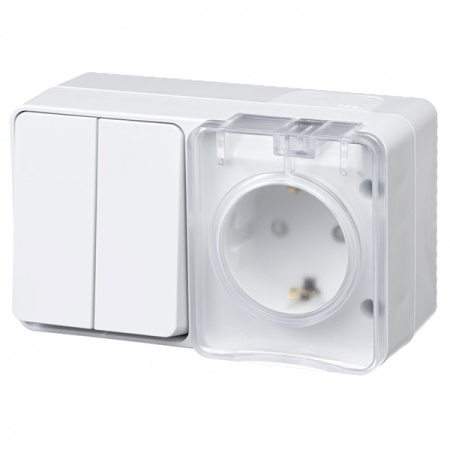 AtlasDesign Profi54 белый блок Р+В2кл открытая горизонтально IP54 